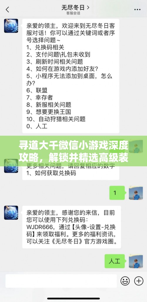 尋道大千微信小游戲深度攻略，解鎖并精選高級裝備的必備秘籍