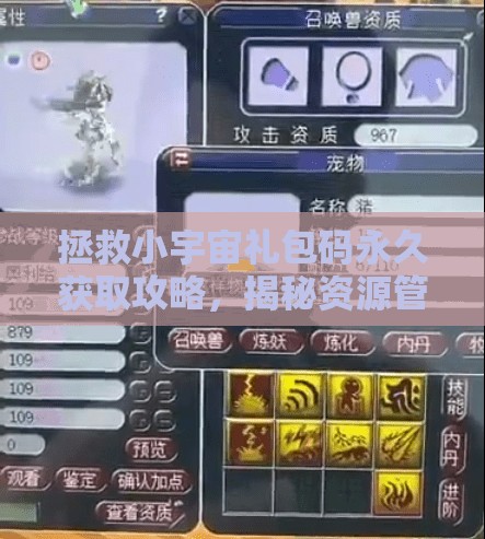 拯救小宇宙禮包碼永久獲取攻略，揭秘資源管理高效策略，實(shí)現(xiàn)價(jià)值最大化