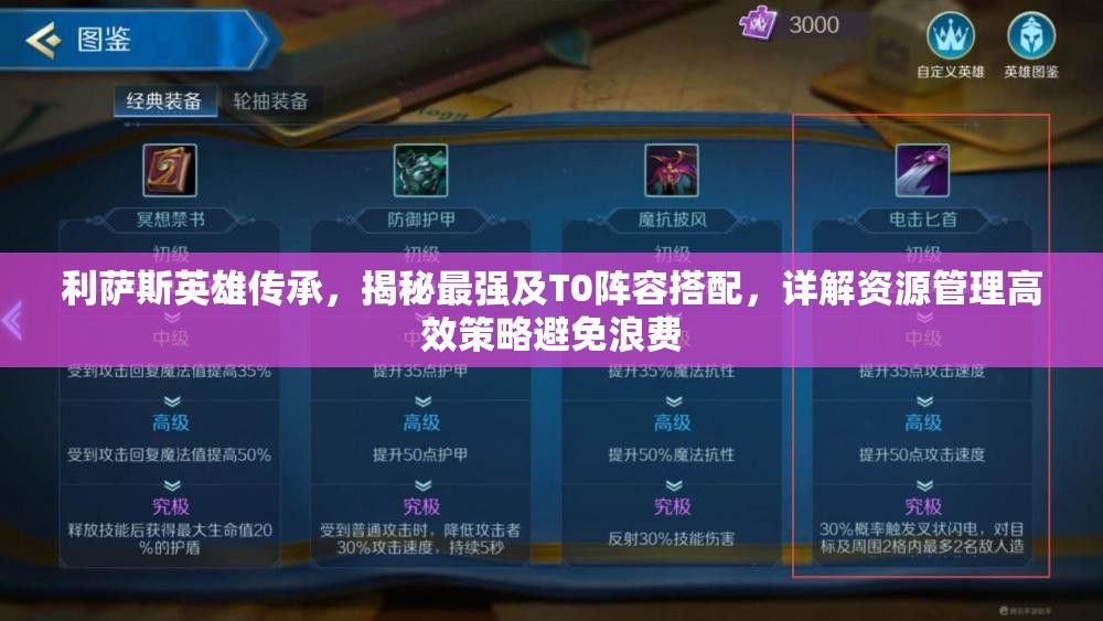 利薩斯英雄傳承，揭秘最強(qiáng)及T0陣容搭配，詳解資源管理高效策略避免浪費(fèi)