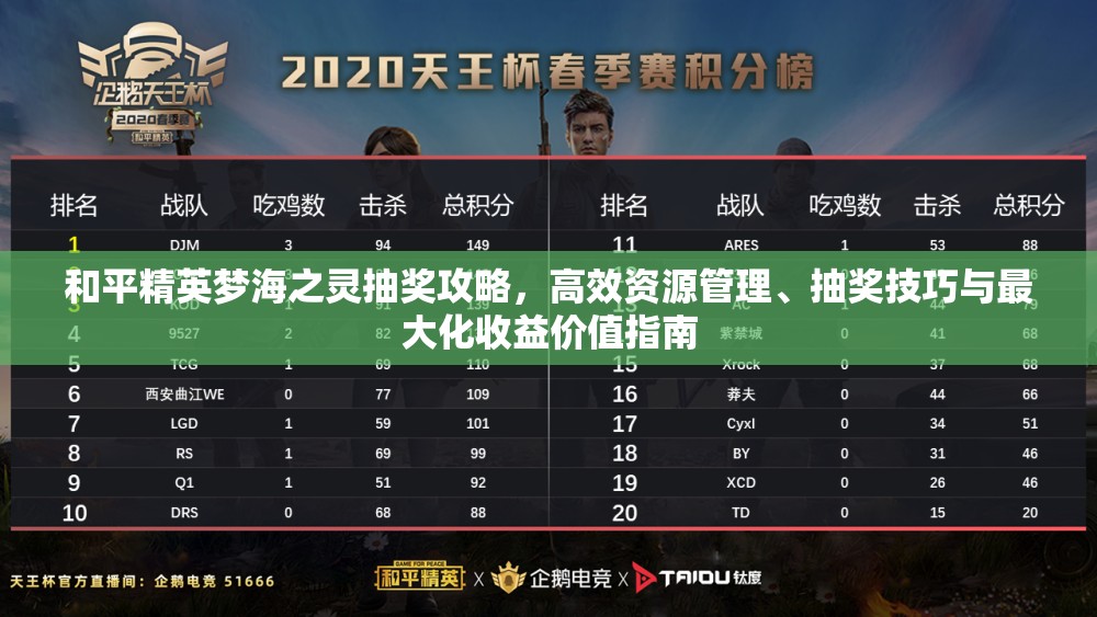 和平精英夢(mèng)海之靈抽獎(jiǎng)攻略，高效資源管理、抽獎(jiǎng)技巧與最大化收益價(jià)值指南