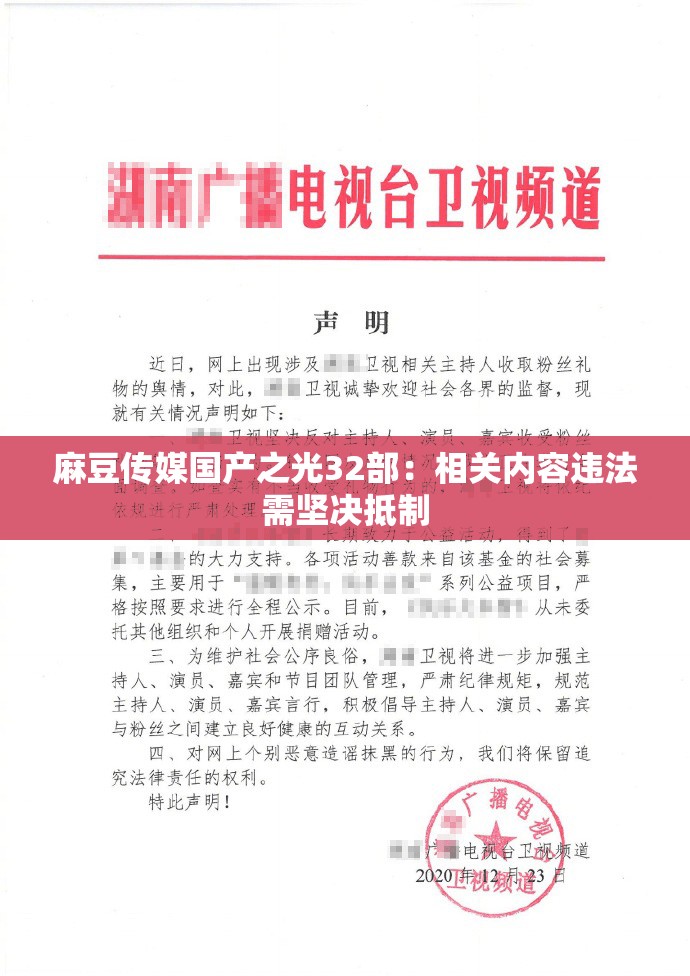 麻豆傳媒國產(chǎn)之光32部：相關(guān)內(nèi)容違法需堅決抵制