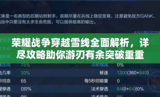 榮耀戰(zhàn)爭穿越雪線全面解析，詳盡攻略助你游刃有余突破重重難關