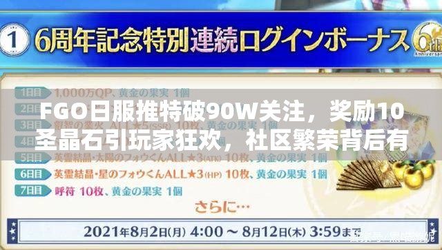 FGO日服推特破90W關(guān)注，獎勵10圣晶石引玩家狂歡，社區(qū)繁榮背后有何秘密？