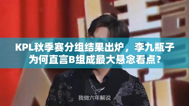 KPL秋季賽分組結(jié)果出爐，李九瓶子為何直言B組成最大懸念看點？