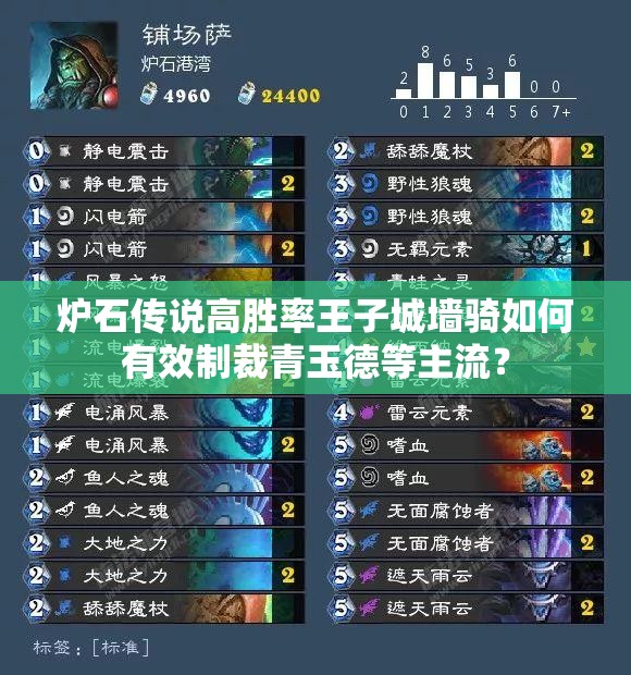 爐石傳說(shuō)高勝率王子城墻騎如何有效制裁青玉德等主流？