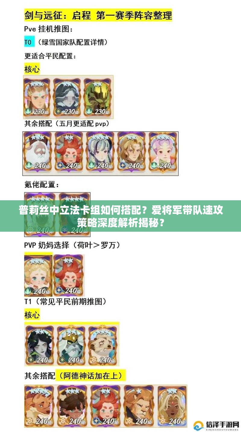 普莉絲中立法卡組如何搭配？愛(ài)將軍帶隊(duì)速攻策略深度解析揭秘？