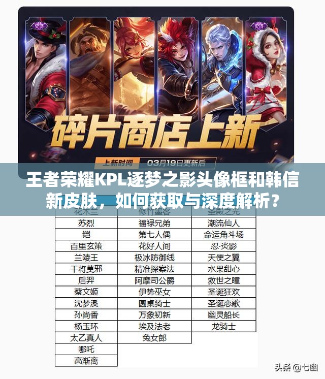王者榮耀KPL逐夢(mèng)之影頭像框和韓信新皮膚，如何獲取與深度解析？