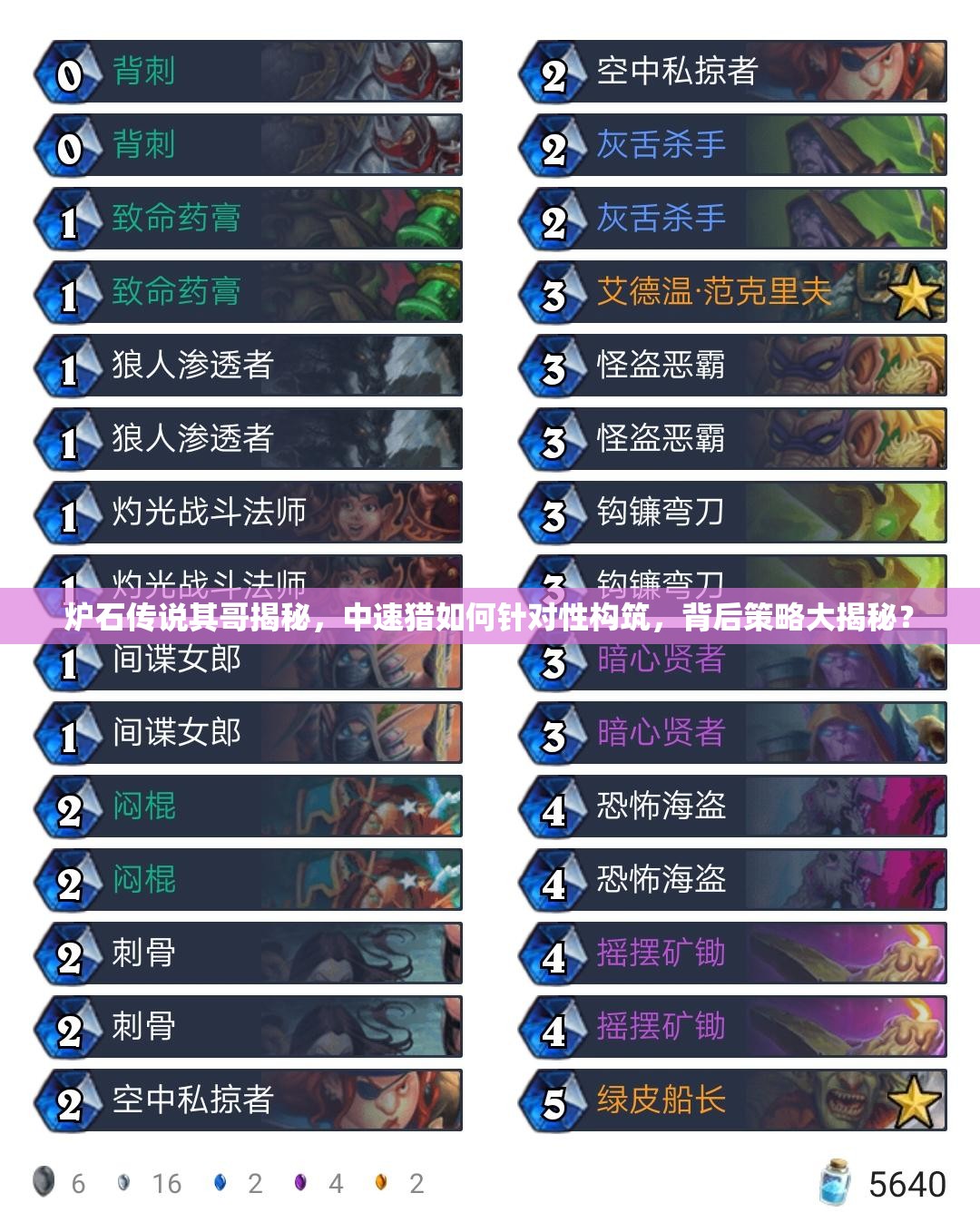 爐石傳說其哥揭秘，中速獵如何針對(duì)性構(gòu)筑，背后策略大揭秘？