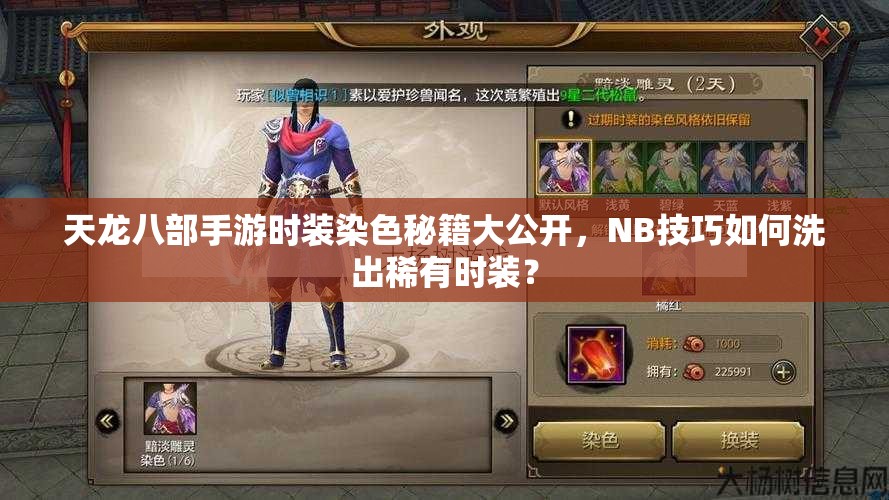 天龍八部手游時裝染色秘籍大公開，NB技巧如何洗出稀有時裝？